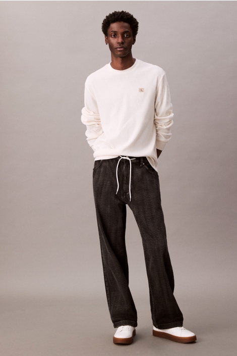 Calvin Klein ls waffle badge crew